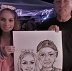 Caricature by Bernie of father and daughter